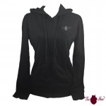 Sudadera mujer, negra. Logotipo, gris. Toofeel moda alternativa