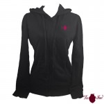 Sudadera mujer, negra. Logotipo, rosa. Toofeel moda alternativa