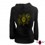 Sudadera mujer, negra. Logotipo, verde. Toofeel moda alternativa