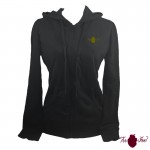 Sudadera mujer, negra. Logotipo, verde. Toofeel moda alternativa
