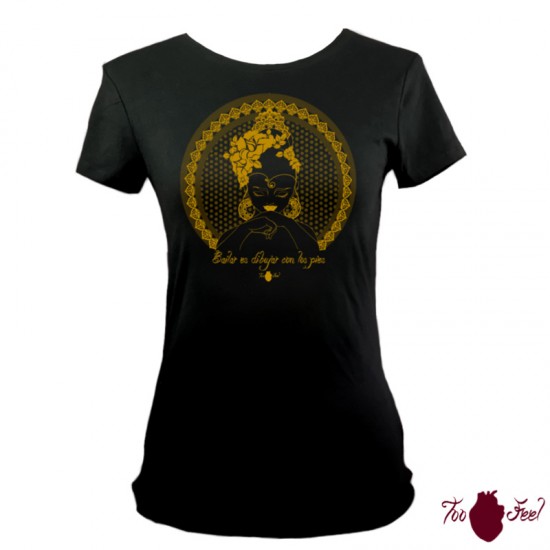 Camiseta manga corta negra. Flamenca, ámbar, toofeel moda alternativa