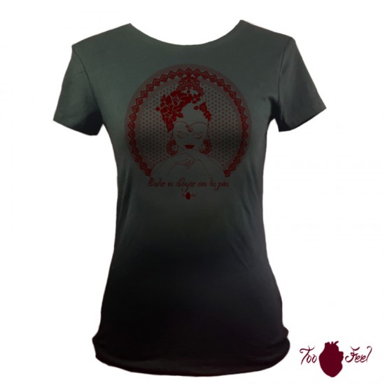 Camiseta manga corta negra. Flamenca, granate, toofeel moda alternativa
