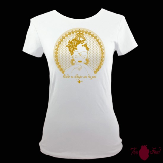 Camiseta manga corta blanca. Flamenca, ámbar. Toofeel