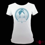 Camiseta manga corta blanca. Flamenca, azul. Toofeel