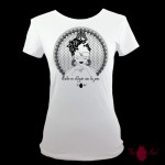 Camiseta manga corta blanca. Flamenca, negro. Toofeel