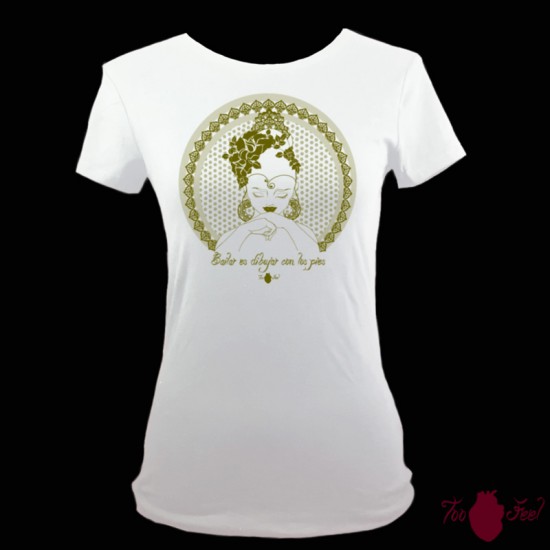 Camiseta manga corta blanca. Flamenca, verde. Toofeel