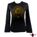 Camiseta mujer manga larga negra. Vikinga, ámbar. Toofeel