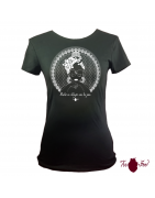 Camiseta de mujer, manga corta con estampado de flamencas del mundo